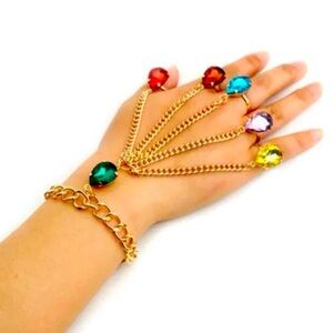 Thanos Gauntlet Hand Chain Ring Bracelet Avengers Infinity War Stones Cosplay